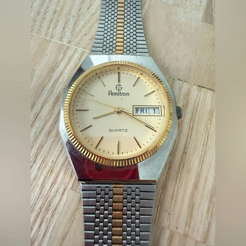 Vintage Armitron men’s two tone dress watch NEW BATTERY